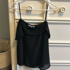 Women’s Black Tank Top with off the Shoulder Sleeves